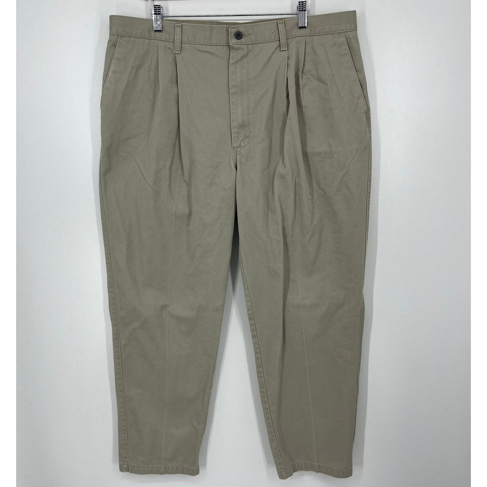 Lee Performance Khakis Mens 40x32 Tan Pleated Front Relaxed Fit Chino Pants